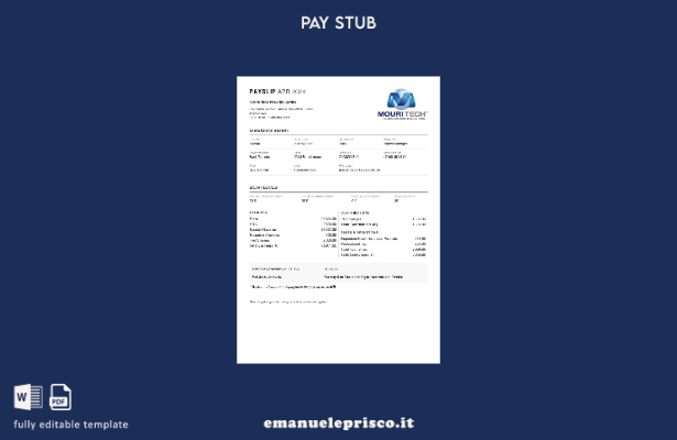 modello di busta paga Mouri Tech in stile verificato